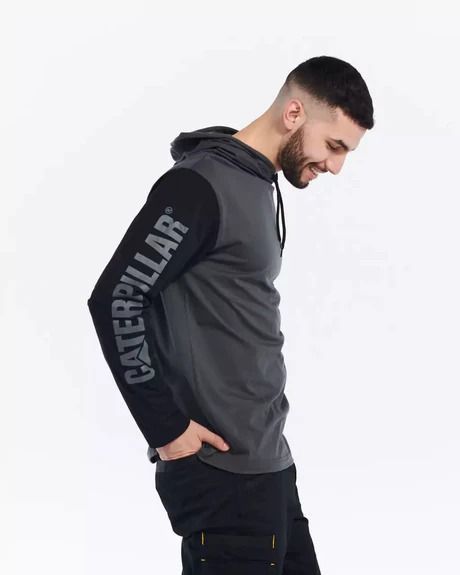 Худі чоловіча CAT UPF Hooded Banner Long Sleeve T-Shirt Dark Shadow XL 882600734123 фото